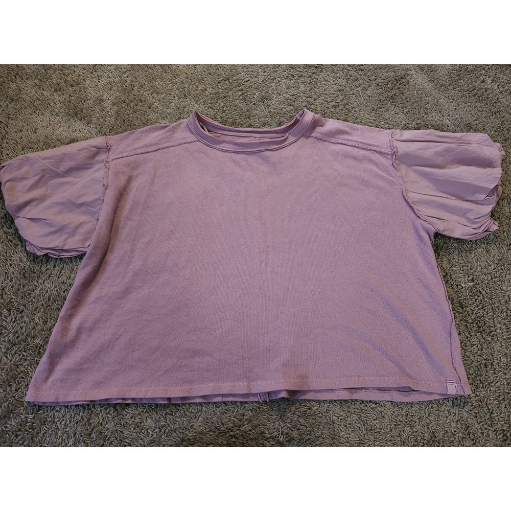 Free People Women's Pink Oversized Inside Out Pullover Top Size Small